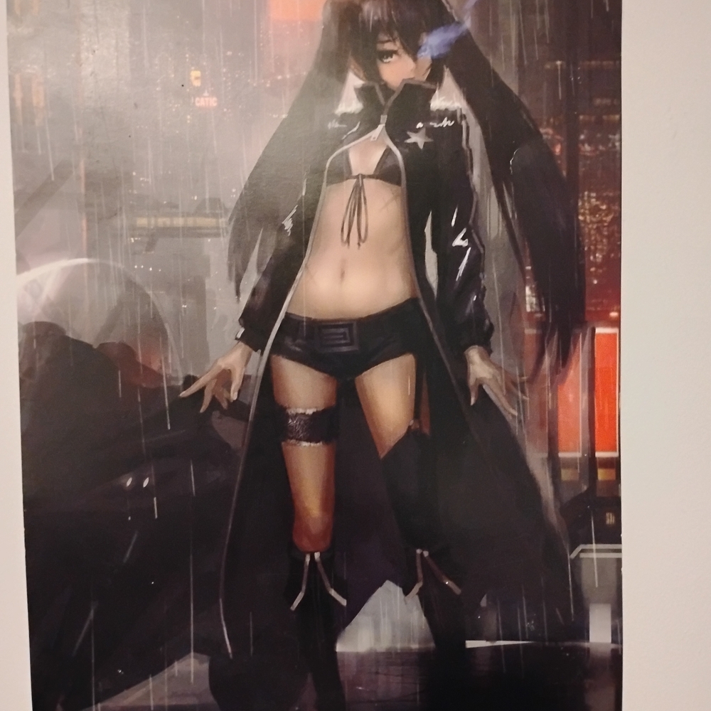 Anime Character Poster with Black and White Accents